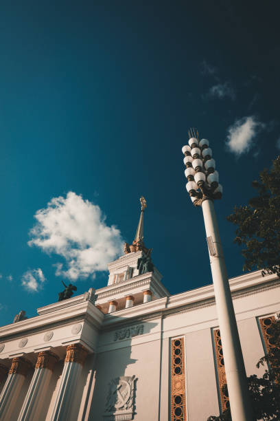 A permanent general purpose trade show and amusement park in Moscow, Russia. The exhibition centre was built in the era of Joseph Stalin. Different former Soviet republics have each their own venue. Shown is the Vladimir Lenin Monument.