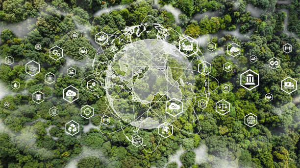 ESG, Zero Carbon Emission Environmental Technology Concept Sustainable Development Goals top view of road in green season environment and business growth together sustainable resources