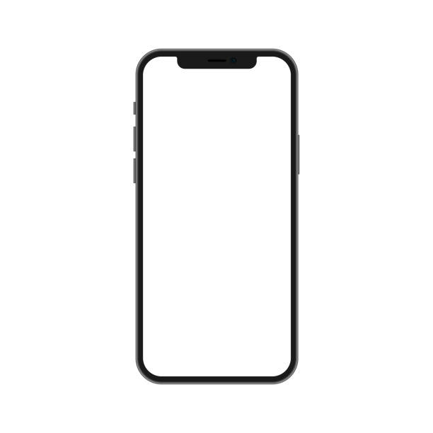 istock Realistic model of a smartphone with a transparent screen and cutout. Front view of the device. UI/UX template for infographic or presentation 3d realistic graphics tablet.  Vector 1429542616