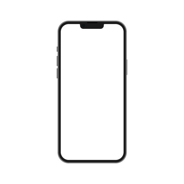 istock Realistic smartphone model with transparent screen and smaller notch. Front view of the device. UI/UX template for infographic or presentation 3d realistic graphics tablet.  Vector 1429542619