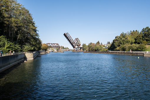 Seattle, USA - Sep 18th, 2022: Hiram M. Chittenden Locks in Ballard early in the day.