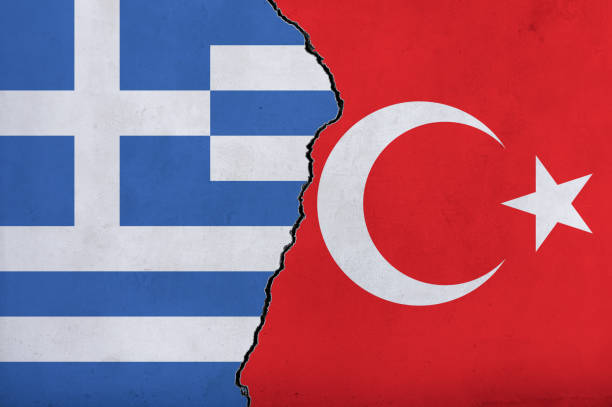 istock Flags of Turkey and Greece 1429547630