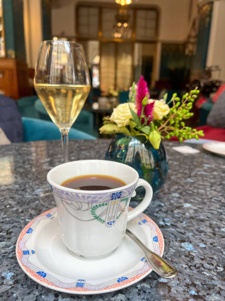 istock coffee and wine on table in a cafe 1429549145