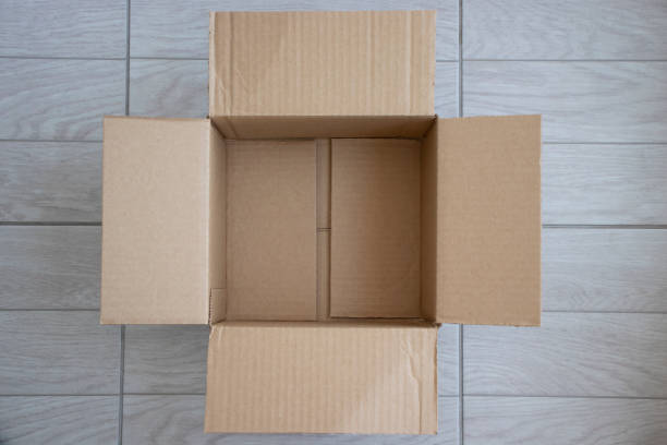 istock One empty open cardboard box on the wood floor 1429550039