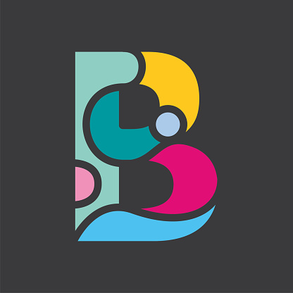 modern colourful block alphabets vector illustration