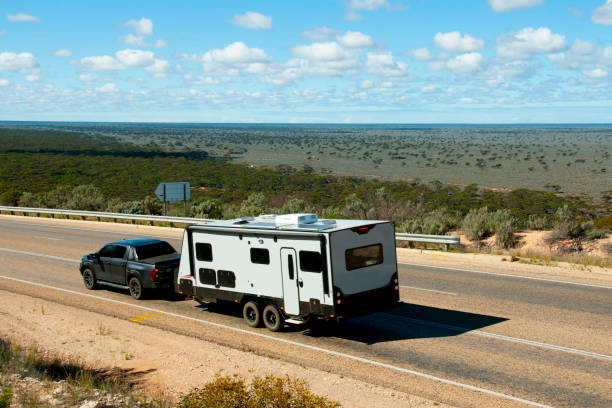 Caravan Travel Caravan Travel on the Road rv travel stock pictures, royalty-free photos & images