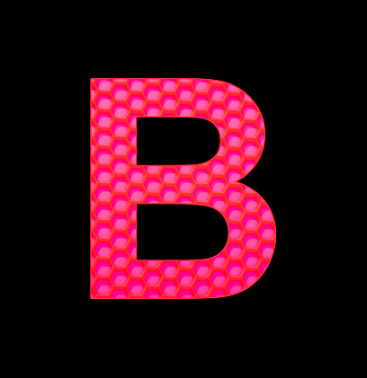 Uppercase letter B - Silicone background with red hexagons