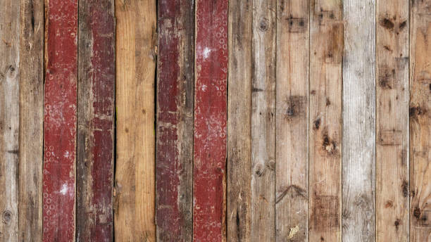 istock Old brown rustic weathred dark grunge wooden timber table wall floor board texture - wood background banner top view 1429562414