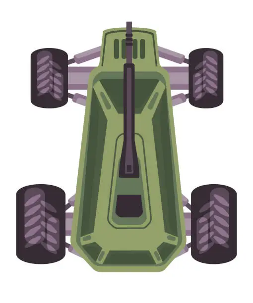 Vector illustration of Armored off road vehicle top view graphic asset flat green design