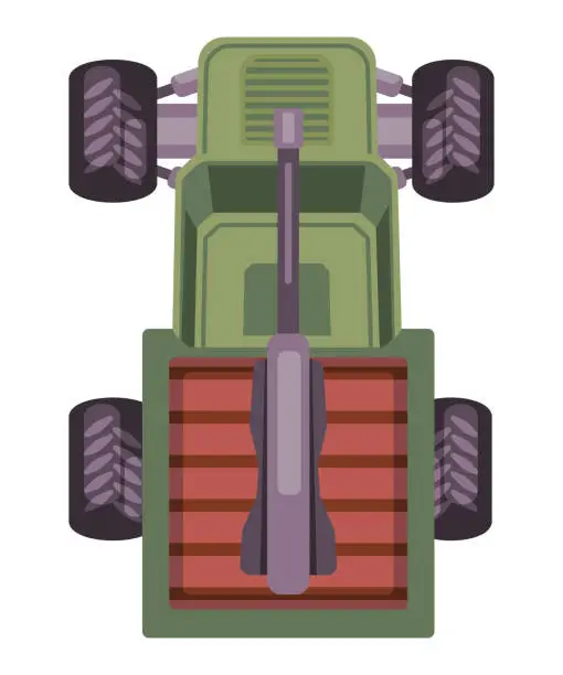 Vector illustration of Military armored vehicle top view graphic game asset truck with gun