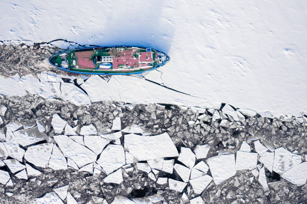 istock Icebreaker on Vistula river in winter, Plock, Poland 1429574518