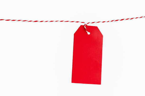 istock Red sale label tag isolated on white background with copy space 1429580603