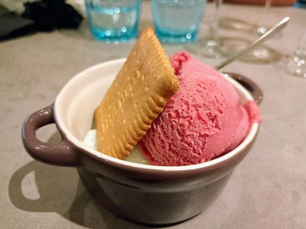 istock Biscuit and strawberry ice cream in a casserole dish 1429581445
