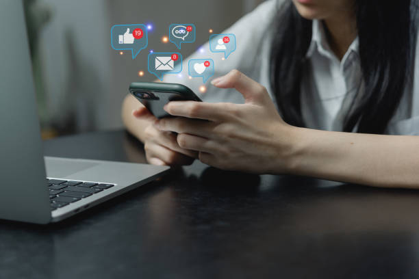 istock young girl typing mobile phone chat mail social media speech email message icon internet online communication connection network.Business digital technology smartphone. 1429595238