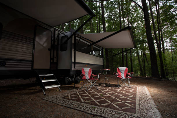 istock Last light at a camping trailer campsite 1429595416