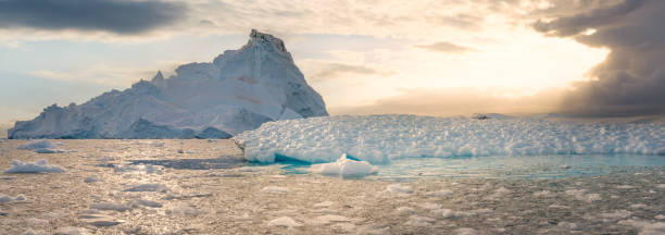 Antarctic iceberg landscape in Cierva Cove on the west side of the Antarctic Peninsula stock photo