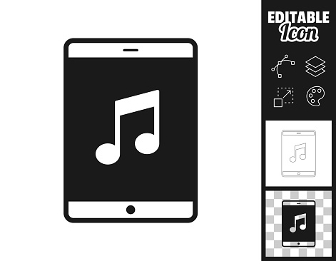 istock Music on tablet PC. Icon for design. Easily editable 1429600108