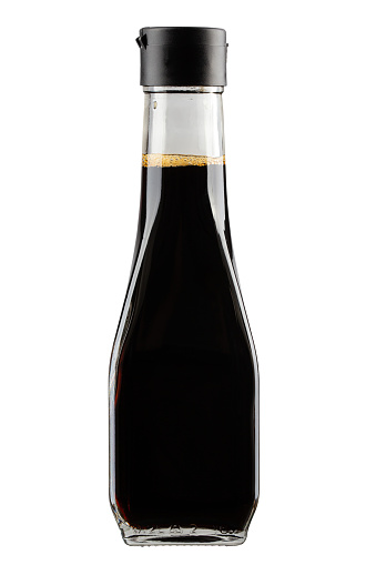 Soy sauce bottle isolated on white background. File contains clipping path.