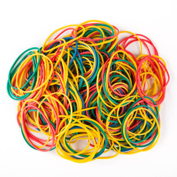 istock A pile of colored stationery ring rubber bands, on a white background, isolate 1429603466