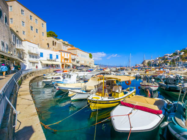 istock Boats at Hydra Port 1429604849