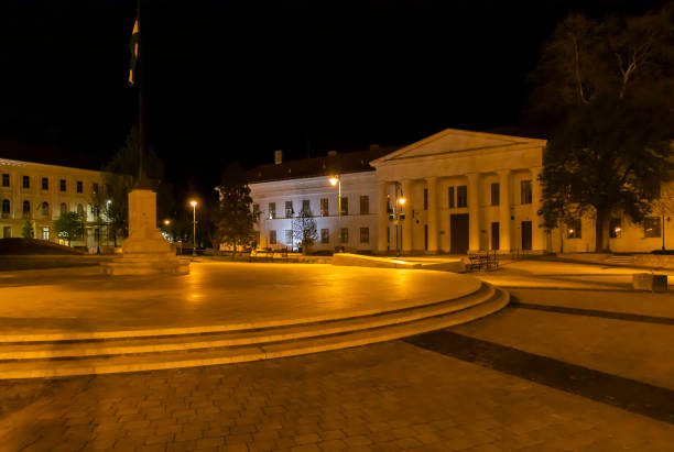 istock night view of the square in Szekszard, Hungary 1429608042