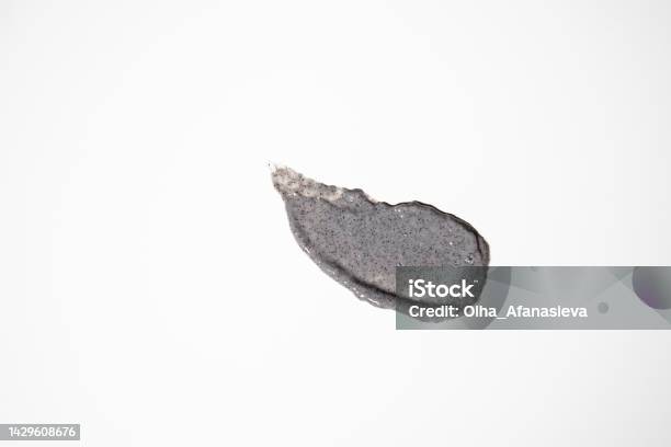 Gel Scrub Face Mask With Black Coal Texture Swatches Stock Photo - Download Image Now