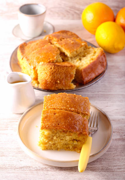istock Citrus poke cake, sliced 1429609382
