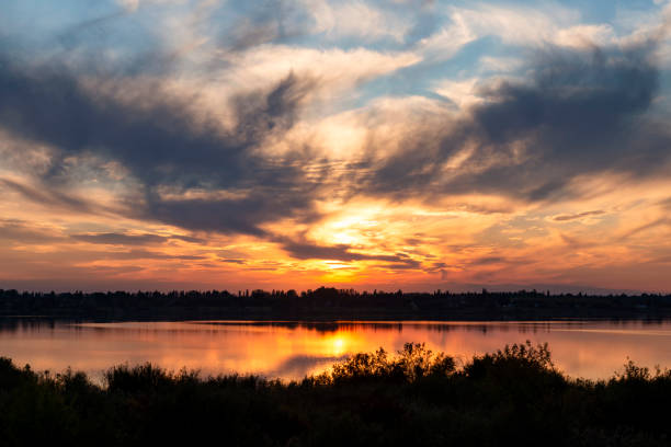 istock Amazing sunset on a lake 1429613969