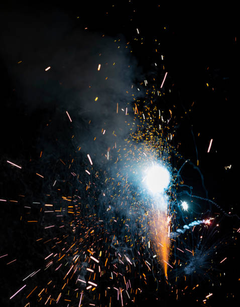 istock Fireworks in evening sky during celebration for New Year 1429618926