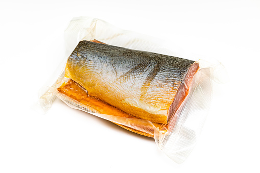 Steamed mackerel fish in pack sealing