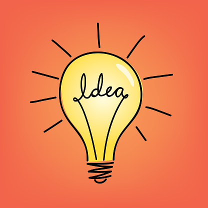 Idea light bulb on a red background.