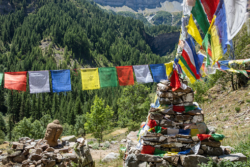 praying flags and stupa