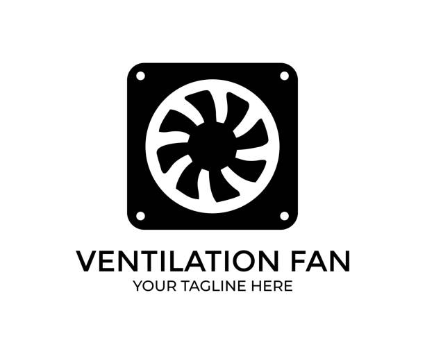 ilustrações de stock, clip art, desenhos animados e ícones de large metal fan ventilator, fan ventilator propeller. air cooling, air cooler, ceiling fan, ceiling fan, cooler, conditioner icon vector design and illustration. - plan c