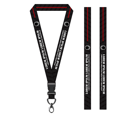 Black Line Lanyard Template For All Company
