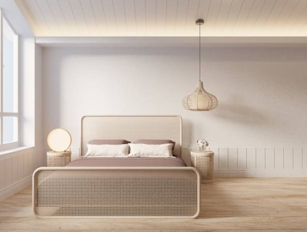 istock Beige tone empty wall white bedroom 1429636887