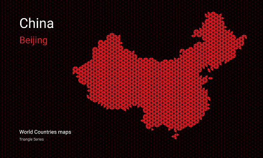 China Beijing vector map. Triangle black pattern.