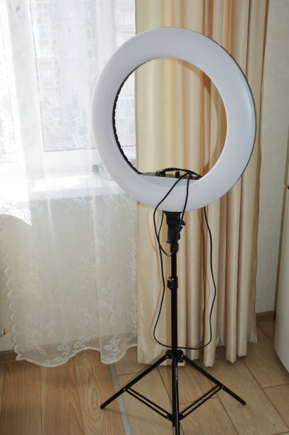 istock ring LED lamp for selfies and illumination. background for the design. 1429642871