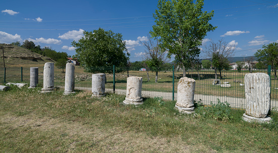 Musalla, Taskopru, Kastamonu, Turkey  July 16, 2021; Pompeiopolis Ancient City Museum outdoor garden. Ancient city finds exhibition.
