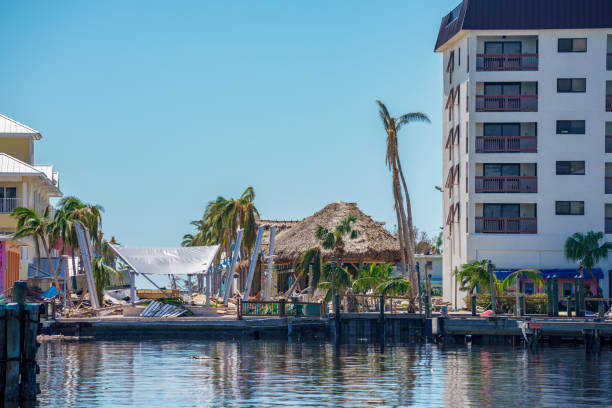 Destruction in Fort Myers Beach following Hurricane Ian Destruction in Fort Myers Beach following Hurricane Ian hurricane ian stock pictures, royalty-free photos & images