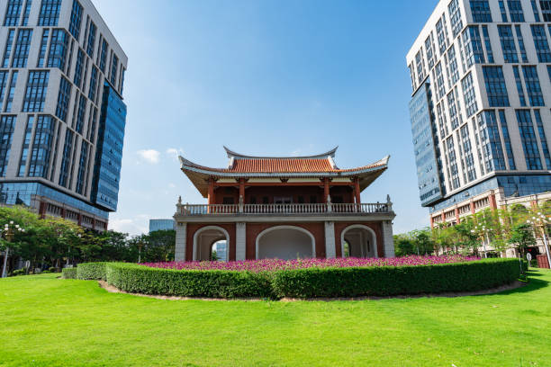 istock Ancient pavilions and modern office buildings 1429656658