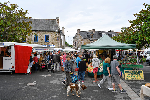 Pléneuf, France, September 13, 2022 - Weekly market of local producers and craftsmen in Pléneuf, Brittany