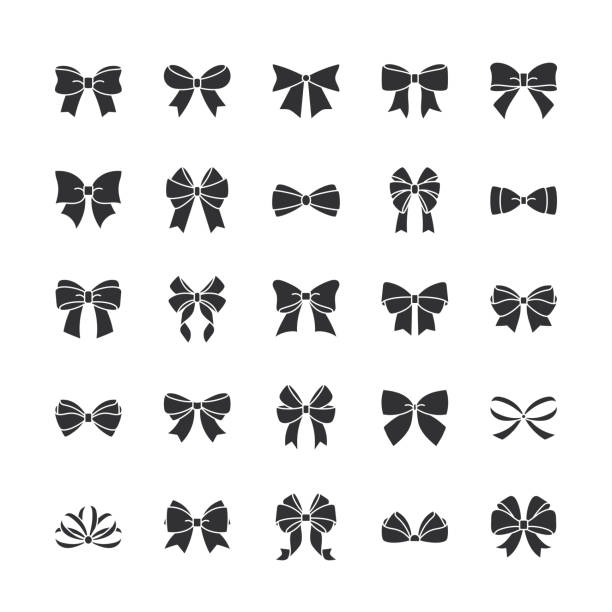 powiązane ikony linii łuku. edytowalny obrys. - bow tie stock illustrations