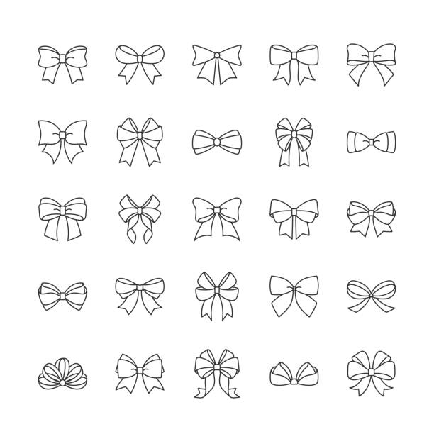 Tied Bow Line Icons. Editable Stroke. Tied Bow Line Icons. Editable Stroke. wrap dress stock illustrations