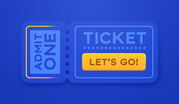 ilustrações de stock, clip art, desenhos animados e ícones de blue modern ticket design - ticket raffle ticket ticket stub movie ticket