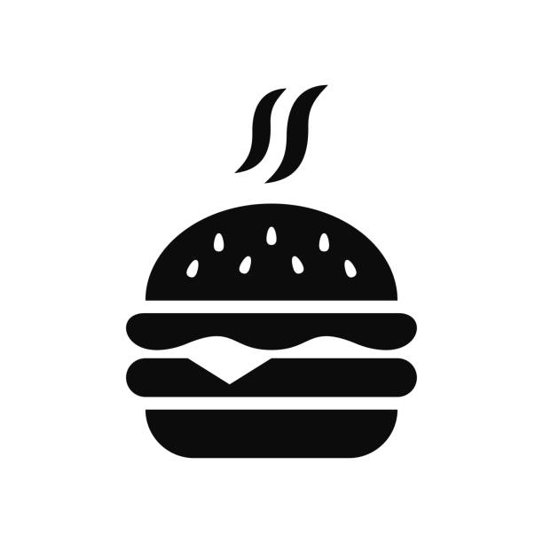 ikona burgera. fast food. cheeseburger. posiłek. fast food. wyjmij jedzenie. - hamburger bun barbecue sign stock illustrations