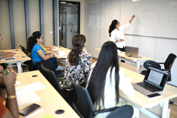 istock Female Instructor teaching mature adult students in the classroom 1429679228