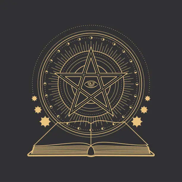 Vector illustration of Pentagram, occult esoteric and magic tarot symbol