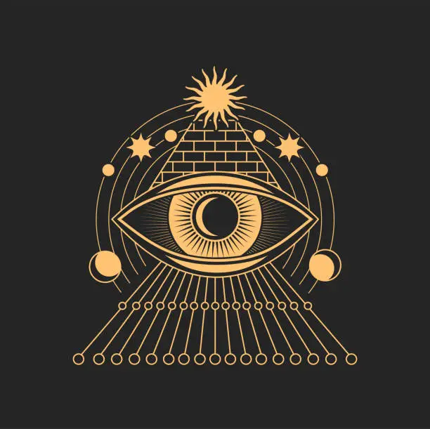 Vector illustration of Eye tattoo occult and esoteric mason tarot symbol