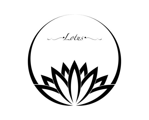 ilustraciones, imágenes clip art, dibujos animados e iconos de stock de nenúfar de loto, flor de la vida. geometría sagrada. símbolo de armonía y equilibrio. círculo blanco signo de pureza. vector de diseño de chakra yoga aislado sobre fondo blanco - lotus