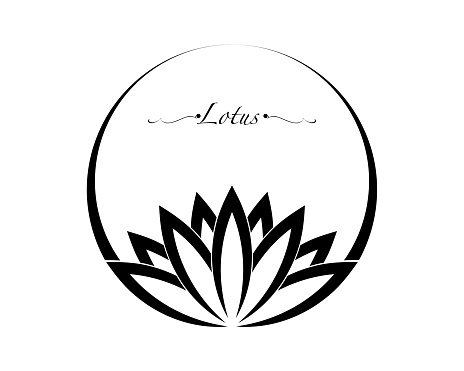 Lotus water lily, Flower of Life. Sacred Geometry. Symbol of Harmony and Balance. Circle White Sign of purity. Chakra Yoga design vector isolated on white background